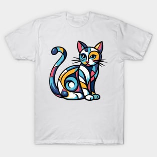 Pop art cat illustration. cubism cat illustration T-Shirt